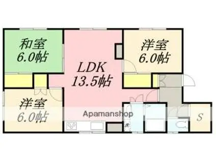 JR函館本線 小樽築港駅 徒歩15分 2階建 築29年(3LDK/1階)の間取り写真