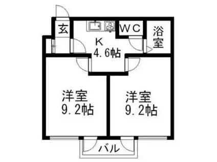 エスパシオ澄川(2K/4階)の間取り写真