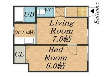 パークハイツ(1LDK/1階)の間取り写真