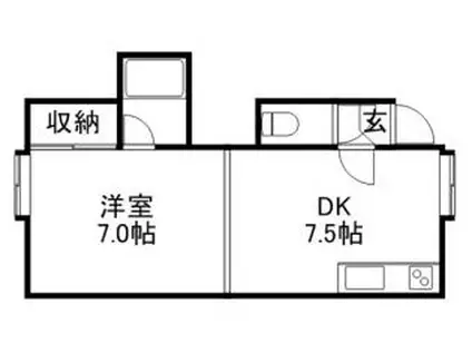 第22森宅建マンション(1DK/2階)の間取り写真