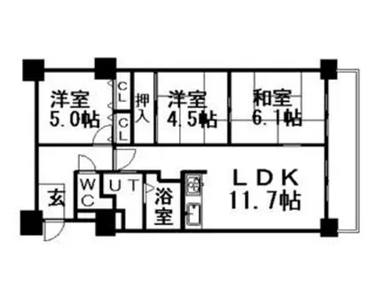クリオ行啓通参番館(3LDK/6階)の間取り写真
