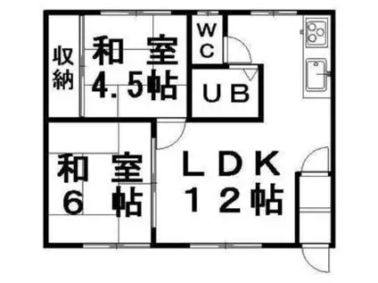 リフレ石川II(2DK/2階)の間取り写真