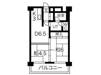 じょうてつドエル真駒内(2DK/4階)の間取り写真