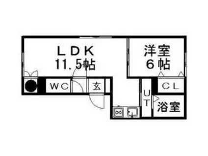 エルムハイツI(1LDK/1階)の間取り写真