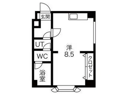 パレス東札幌(1DK/1階)の間取り写真