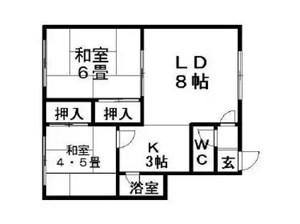 山岸マンションB(2LDK/2階)の間取り写真