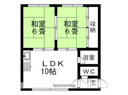 吉村マンション(2LDK/2階)の間取り写真