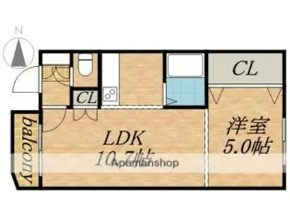 札幌市電2系統 山鼻１９条駅 徒歩4分 4階建 築36年(1LDK/2階)の間取り写真