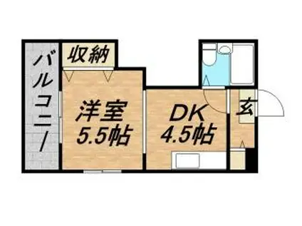 札幌JOW2ビル(1DK/6階)の間取り写真