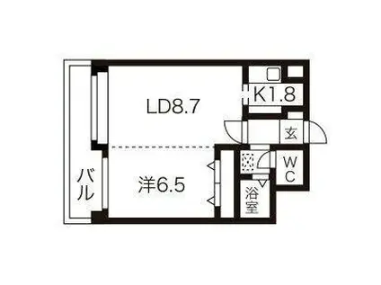 ノースERN HILLS 南6条(1LDK/6階)の間取り写真