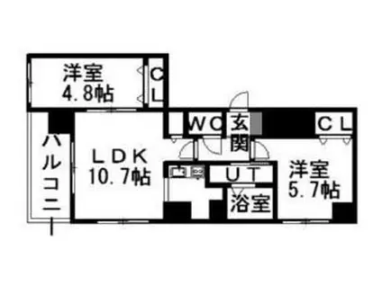 F013(2LDK/12階)の間取り写真