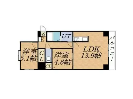 ビッグパレス南4条(2LDK/10階)の間取り写真