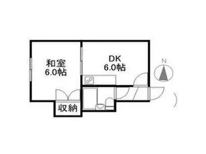 カトレアパークイレブン(1DK/4階)の間取り写真