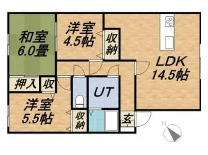 北海道札幌市中央区 3階建 築30年(3LDK/3階)の間取り写真