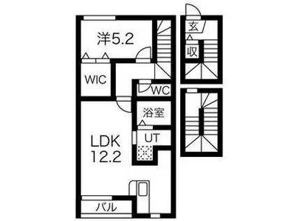 JR八戸線 小中野駅 徒歩19分 3階建 築7年(1LDK/3階)の間取り写真