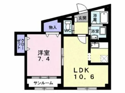 プレシャスオーク(1LDK/1階)の間取り写真