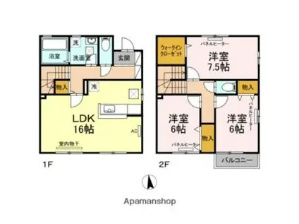 リビングタウン鳴滝 B(3LDK/1階)の間取り写真