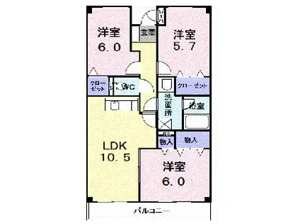 コスタ・あおやぎ(3LDK/1階)の間取り写真