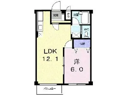 フィール自由ヶ丘(1LDK/2階)の間取り写真