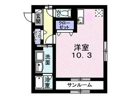 ユニゾンY・K(ワンルーム/1階)の間取り写真