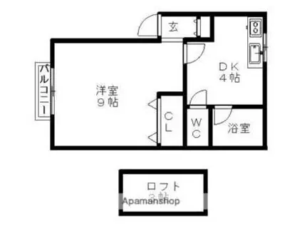 シンエイハイツA(1K/2階)の間取り写真
