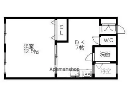 あおいマンション(1DK/2階)の間取り写真