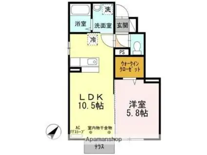 CASA539A(1LDK/1階)の間取り写真