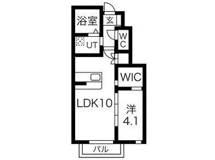 ノースヒルズ(1LDK/1階)の間取り写真