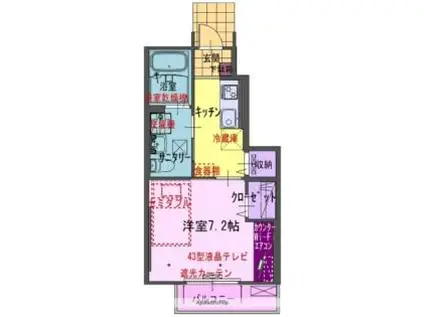 GRAND SOLEIL 村崎野 B(1K/1階)の間取り写真