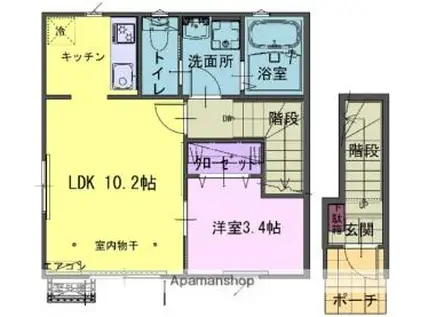 ERDE B(1LDK/2階)の間取り写真