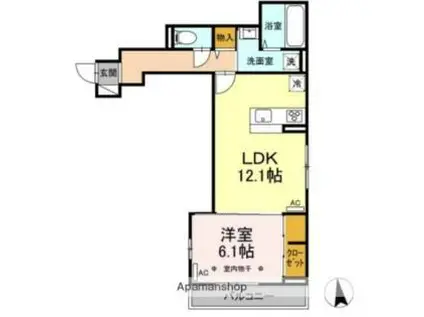 D-ROOM CINNAMON(1LDK/2階)の間取り写真