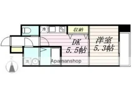 けやき仙台東口ビル(1DK/3階)の間取り写真