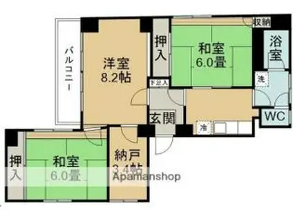 仙台中央マンション(3K/2階)の間取り写真