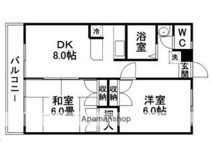 タウンズヤハタ(2DK/2階)の間取り写真