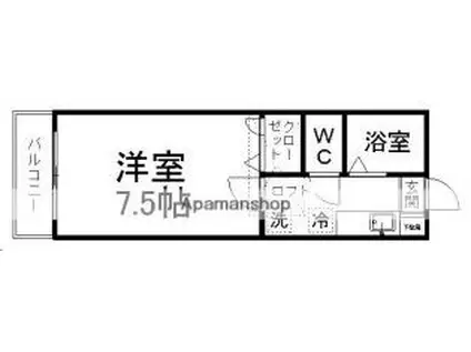 サンクチュアリ高松(1K/2階)の間取り写真