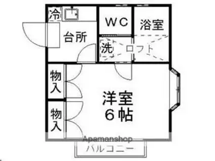 ベルトピア仙台6(1K/2階)の間取り写真