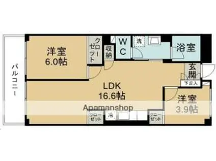 ピースフル東仙台(2LDK/4階)の間取り写真