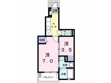 サニーヒル仙台南II(1K/1階)の間取り写真