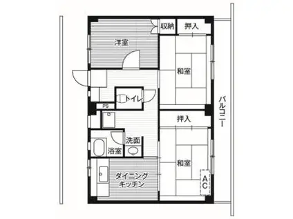 ビレッジハウス四郎丸 3号棟(3DK/3階)の間取り写真