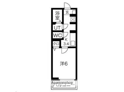 ルミナス平成(1K/3階)の間取り写真