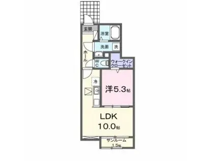 仙台市営南北線 長町南駅 バス乗車時間：14分 西多賀病院前バス停で下車 徒歩6分 2階建 築1年(1LDK/1階)の間取り写真