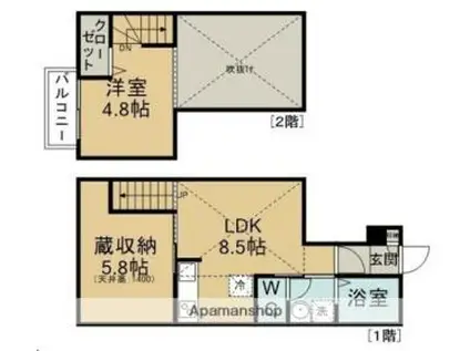 メゾンヤマダ(1LDK/1階)の間取り写真