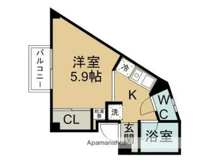 仙台市営南北線 八乙女駅 徒歩6分 3階建 築28年(ワンルーム/2階)の間取り写真