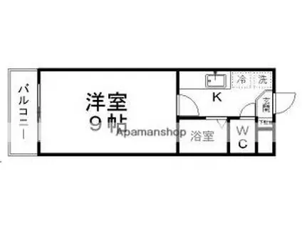 仙台市営南北線 泉中央駅 徒歩6分 5階建 築35年(1K/3階)の間取り写真