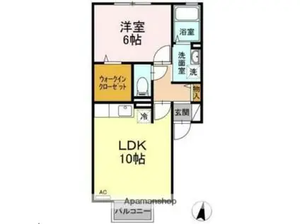 アンビックス利府 伍番館(1LDK/2階)の間取り写真