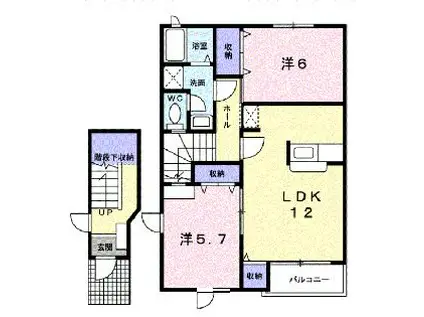 エトワール弐番館(2LDK/2階)の間取り写真