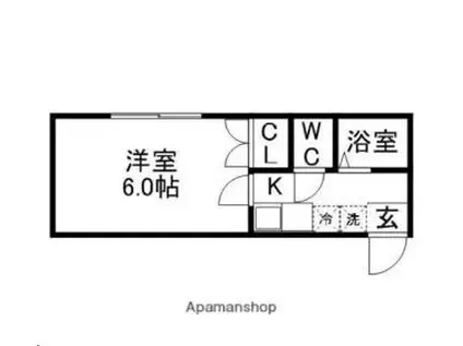 仙台市営南北線 台原駅 徒歩10分 2階建 築37年(1K/2階)の間取り写真