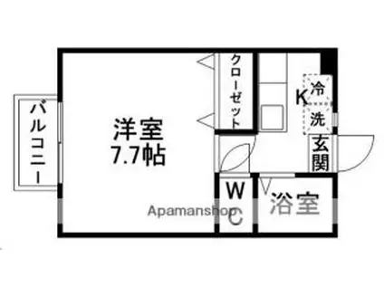 国見の杜(1K/1階)の間取り写真