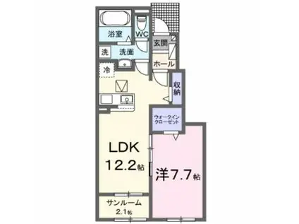 クレストヴィラ(1LDK/1階)の間取り写真