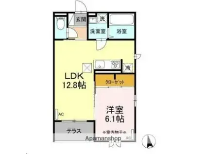 D-ROOM小田原五丁目(1LDK/1階)の間取り写真